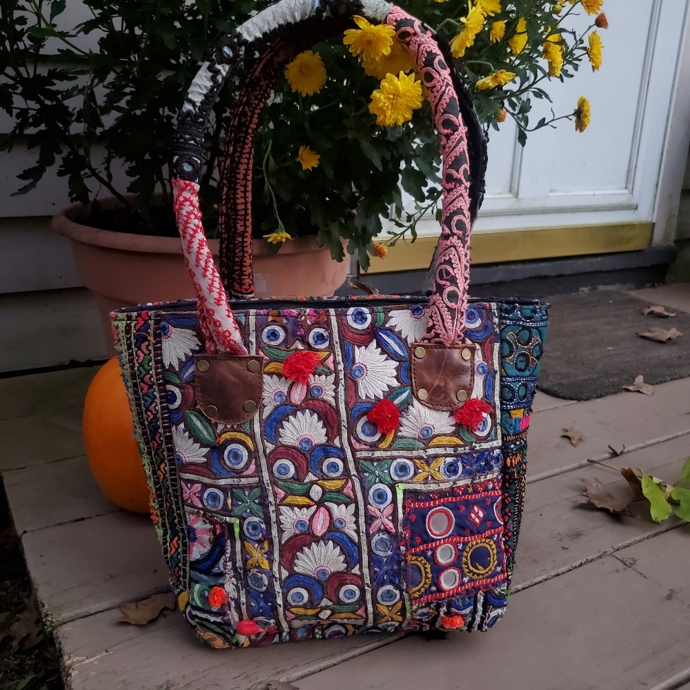 artisan banjara Zari Ethnic handmade Embroidered Repurposed Patchwork bag